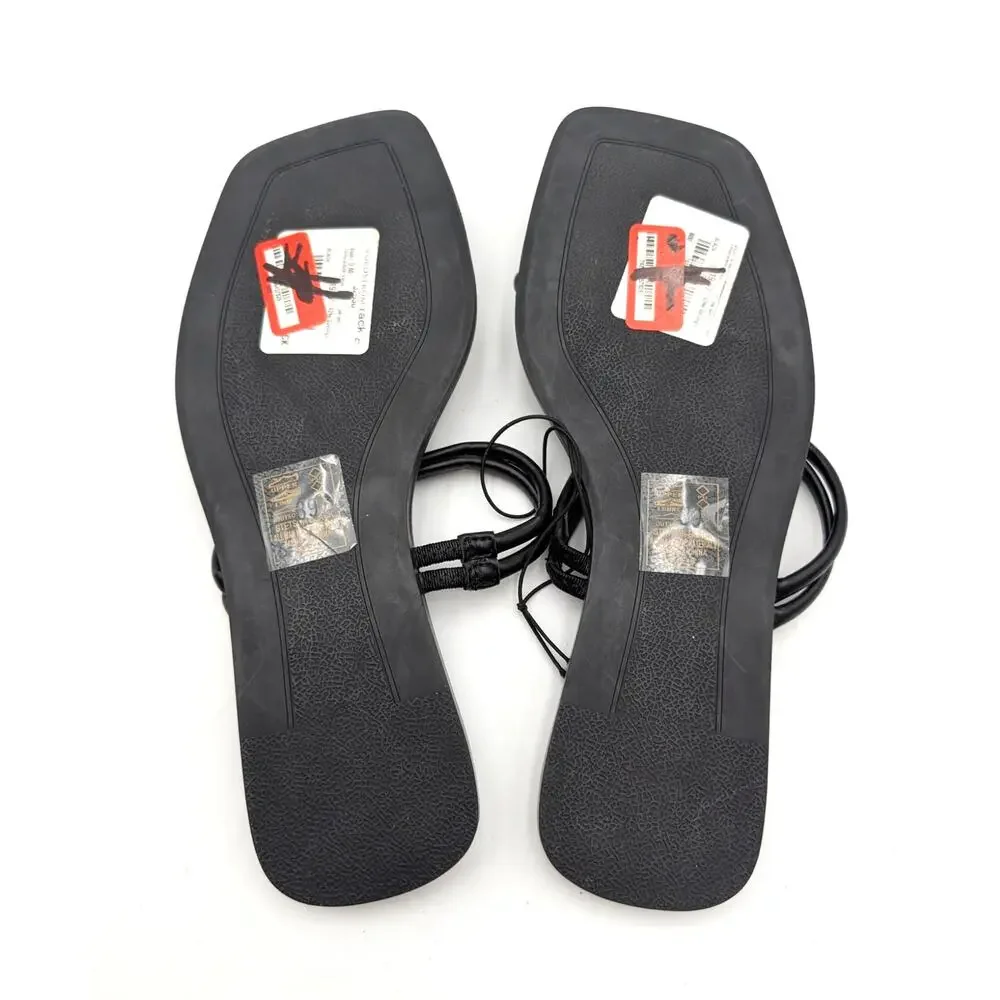 KAIALEA &AWG Black Knotted-Strap Square-Toe Sandals